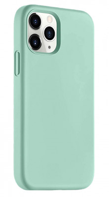 Husa din silicon compatibila cu iPhone 15 Pro Max, silk touch, interior din microfibra, camera bump, Verde Menta foto