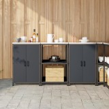 vidaXL Set de depozitare pentru bucătărie cu raft cu depozitare cu ușă 3 pcs Antracit