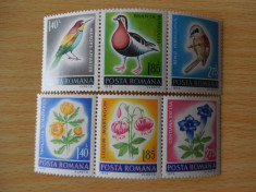 Serie timbre romanesti fauna flora pasari flori nestampilate Romania MNH foto