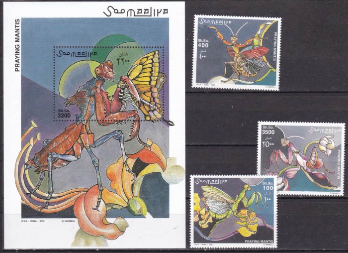 Somalia 2002 fauna insecte MI 972-974 + bl.96 MNH