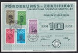 Germania 1968 - J.O.Mexico City,Certificat de sprijin a JO - Fundația Sporthilfe