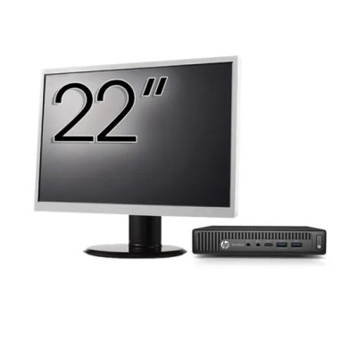 Pachet Calculator Second Hand HP EliteDesk 800 G2 Mini PC, Intel Core i5-6500 3.20-3.60GHz, 8GB DDR4, 256GB SSD + Monitor 22 Inch foto