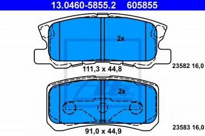 Set placute frana,frana disc MITSUBISHI OUTLANDER II (CW) (2006 - 2012) ATE 13.0460-5855.2 foto