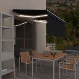 vidaXL Copertină retractabilă manual cu stor&amp;LED, antracit, 3,5x2,5 m