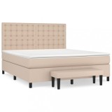 Cumpara ieftin Pat box spring cu saltea, cappuccino, 180x200cm piele ecologica