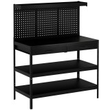HOMCOM Banc de lucru cu rafturi reglabile, stație de lucru robustă cu panou perforat și 2 sertare, 122 x 61 x 156 cm, Negru | Aosom Romania