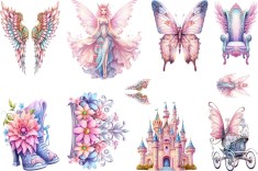 Sticker decorativ, Printesa si Accesorile, Roz, 90 cm, 8229ST-8 foto