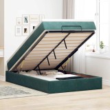 VidaXL Cadru de pat otoman cu saltea verde &icirc;nchis 120x200cm catifea 3311180
