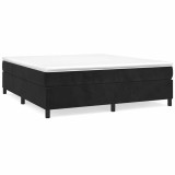 Cumpara ieftin Cadru de pat cu arcuri, negru, 200x200 cm, catifea