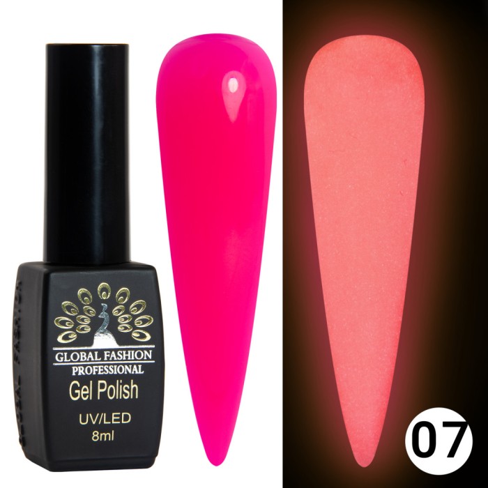 Oja semipermanenta Luminous, Global Fashion, fosforecenta, 8 ml, 07