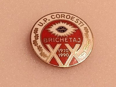 Insigna minerit - BRICHETAJ - U.P. COROESTI 1970-1990 - email foto