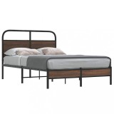 VidaXL Cadru pat fără saltea stejar maro, 140x190 cm, lemn prelucrat