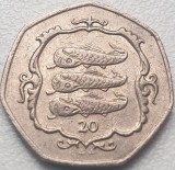 20 Pence 1987 Isle of Man, Atlantic Herring, KM#147, Moneda Straina