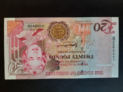 Bancnota 20 Pounds &amp;quot;Elizabeth II&amp;quot; 2012, Guernsey - B 4828 foto