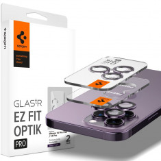Set 2 Folii de protectie camera Spigen Optik.TR pentru Apple iPhone 14 Pro/14 Pro Max Mov inchis