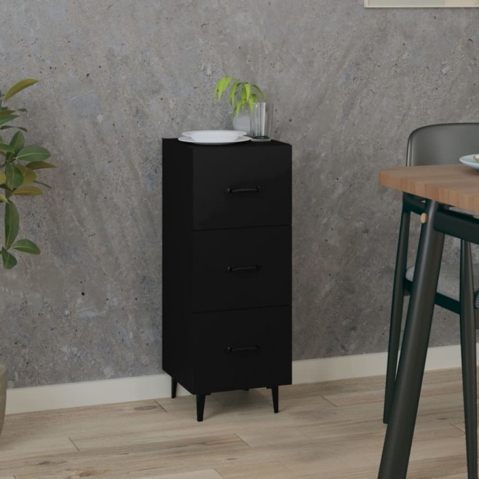 vidaXL Servantă, negru, 34,5x34x90 cm, lemn compozit