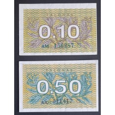 Lituania, Lot : 0.10 și 0.50 Talonas 1991, UNC.