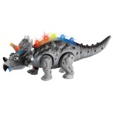 Jucarie Interactiva Dinozaur Triceratops, Miscari Realiste, Sunete, Lumini, Capul si Coada Mobile, pentru Copii, Fete si Baieti, + 3 ani, 28 x 11 x 10