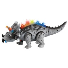 Jucarie Interactiva Dinozaur Triceratops, Miscari Realiste, Sunete, Lumini, Capul si Coada Mobile, pentru Copii, Fete si Baieti, + 3 ani, 28 x 11 x 10