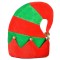 Căciulă Crăciun Spiriduș, Textură Catifelată, Clopoței Aurii, Roșu/Verde, &Icirc;nălțime 33cm