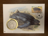St. kitts - broasca testoasa - FDC cu medalie, fauna wwf