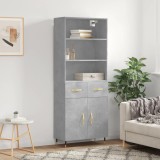 vidaXL Dulap &icirc;nalt, gri beton, 69,5x34x180, lemn compozit