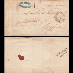 1857 Scrisoare via OP Consular Austriac Bucuresti, stampila biliniara BUKAREST