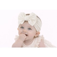 Bentita alba lata cu funda striata aplicata