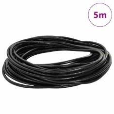 vidaXL Cord din Piele Negru &Oslash;2,5 mm x 5 m Piele 42021958