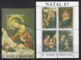Sao Tome și Principe 1987 - Crăciun-Picturi de Rafael, Murillo, Bloc+Colita, MNH, Nestampilat