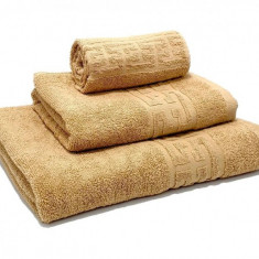 Set 3 Prosoape din 100% Bumbac Pakistanez 30x50cm 50x90cm ai 70x130cm Bej