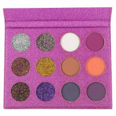 Paleta Profesionala de Glittere si Farduri, 12 Color Glitter Metallic Eyeshadow, Purple foto