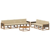 vidaXL Set de canapele de exterior cu pernă 8 pcs Natural și Bej 3381293