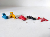 Lot 5 jucarii vechi romanesti miniatura mijloace transport, plastic, cca 3 cm