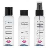 Set Sticle Călătorie, Model Travel, Capacitate 100ml, Negru, 3 Bucăți