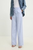 Moschino Jeans pantaloni de bumbac femei, lat, high waist, 0328 3725