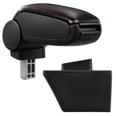 [pro.tec] Marca specifica pentru cotiera auto Opel Meriva A - cotiera auto - cu compartiment pentru depozitare - imitatie piele - negru, cu cusatura r