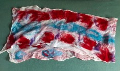 ** Esarfa de matase fina decorata cu fire impaslite, hand-made, 170x40cm