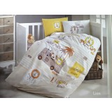 Lenjerie de pat pentru copii , model Lion bumbac ranforce, 4 piese