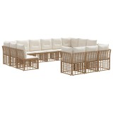 vidaXL Set de canapele de exterior cu pernă 13 pcs Alb Natural și Crem 3437594