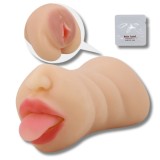 Cumpara ieftin Masturbator Papusa Sexuala Realista, Dublu Canal Texturat, Vagin si Oral, Design Ergonomic, pentru Barbati, Placere si Erectie mai Intensa, din Silico