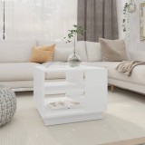 Măsuță cafea vidaXL albă 55x55x43cm lemn, design modern, raft depozitare, masă living, mobilier sufragerie