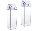 Cumpara ieftin Set 2 sticle de apa transparente Metagio, in forma de cutie de lapte, din plastic, 500 ml - RESIGILAT