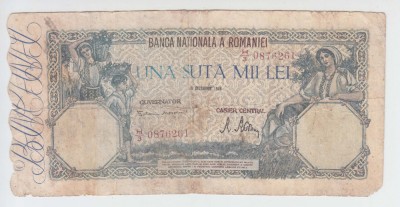 ROMANIA - 100000 LEI 20 DEC 1946 , MIHAI I , B1.185 foto