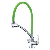Baterie Bucatarie cu Pipa Flexibila si Racord la Filtru de Apa Potabila Lemark Comfort LM3070C Crom / Verde