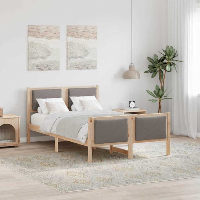 vidaXL Cadru de pat cu headboard Gri taupe 120 x 200 cm țesătură 878332