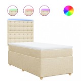 Cumpara ieftin Pat box spring cu saltea, crem, 100x200 cm, textil
