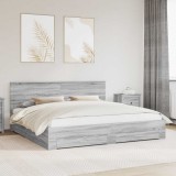 vidaXL Cadru de pat cu headboard Gri Sonoma 200 x 200 cm Lemn compozit 3410859