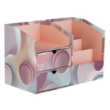 Cutie Organizatoare Birou, Model Marble, Compartimente Multiple, Roz Lila, 30x16x20cm, Oem