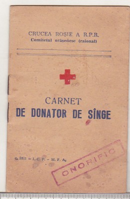 bnk div Carnet de donator de sange - Crucea Rosie RPR foto